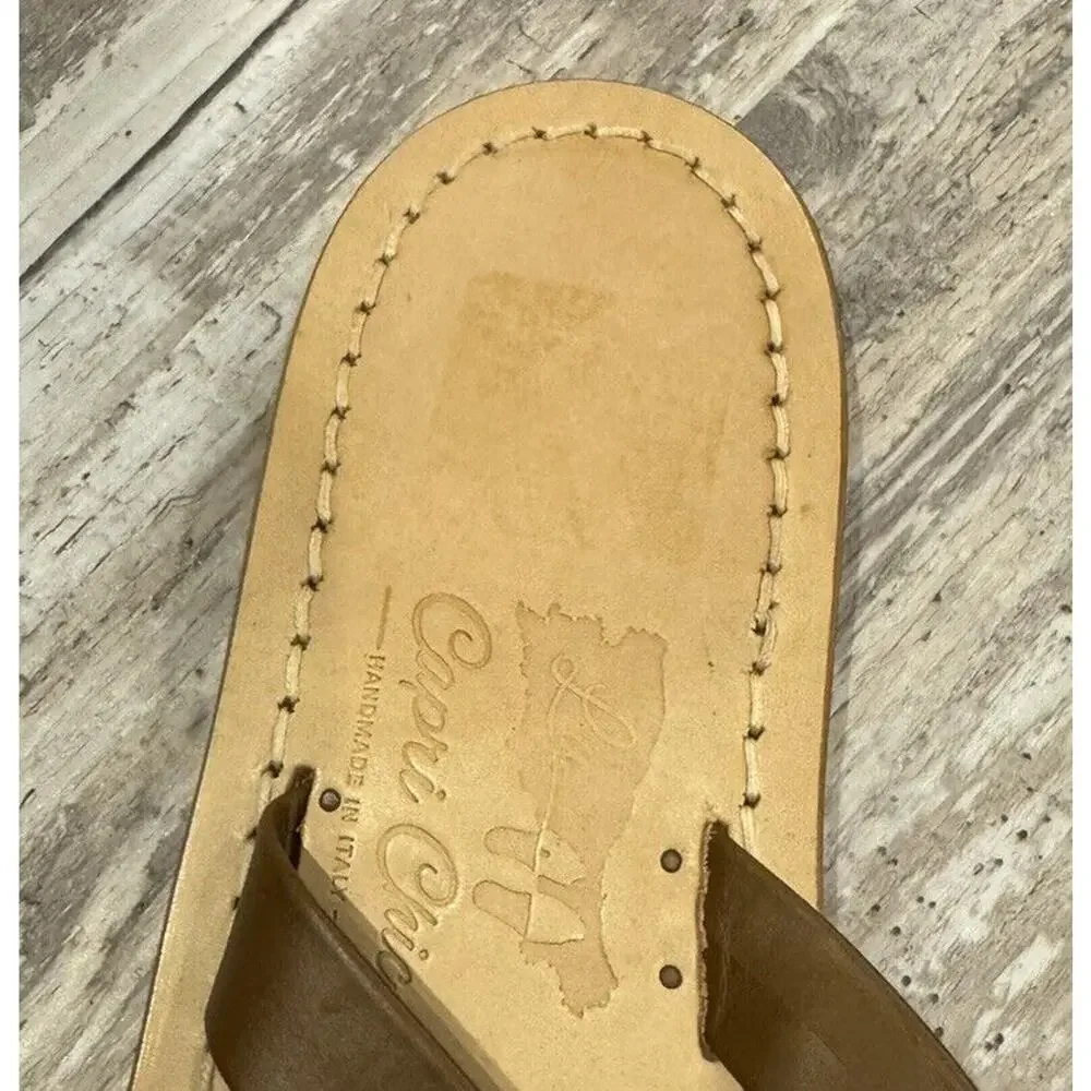 La Capri Chic Handmade Italian Leather Flip Flops Size 12